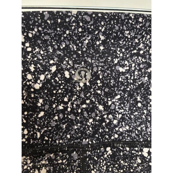 Lululemon Pants Womens 4 Wunder Under Leggings Splatter White Black High Rise - Picture 3 of 4